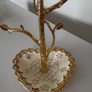 Gold and Cream Jewelry Holder